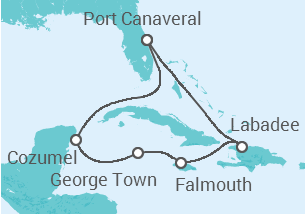 Reiseroute der Kreuzfahrt  Jamaika, Kaimaninseln, Mexiko - Royal Caribbean