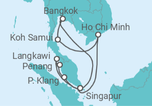 Reiseroute der Kreuzfahrt  14 Nächte - Faszination Südostasien - ab/bis Singapur - mit Flug - Mein Schiff