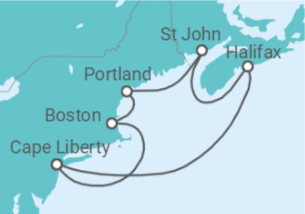 Reiseroute der Kreuzfahrt  USA, Kanada - Virgin Voyages