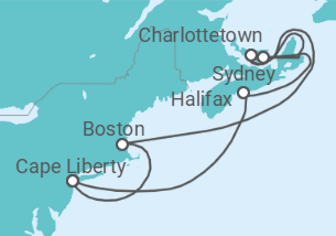 Reiseroute der Kreuzfahrt  10 Nächte - Neuengland und Kanada - ab/bis Bayonne (New York) - Mein Schiff
