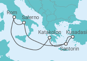 Reiseroute der Kreuzfahrt  Mediterranean & Aegean - Princess Cruises
