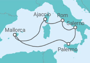 Reiseroute der Kreuzfahrt  7 Nächte - La dolce vita - ab/bis Palma - mit Flug - Mein Schiff