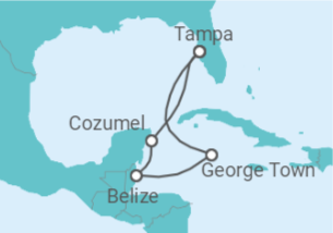Reiseroute der Kreuzfahrt  WESTERN CARIBBEAN - Carnival Cruise Line