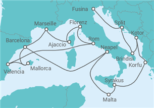 Reiseroute der Kreuzfahrt  An Extended Journey of Sunlit Sophistication & Spectacular Shorelines - Explora Journeys