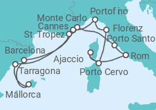 Reiseroute der Kreuzfahrt  An Extended Journey into Riviera Romance & Italian Marvels - Explora Journeys