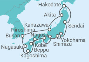 Reiseroute der Kreuzfahrt  Japan, Südkorea - NCL Norwegian Cruise Line