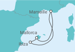 Reiseroute der Kreuzfahrt  4 Nächte - MeerBeats meets EDM - ab/bis Palma - Mein Schiff