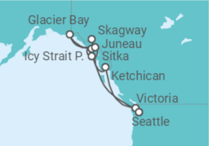 Reiseroute der Kreuzfahrt  Alaska - NCL Norwegian Cruise Line