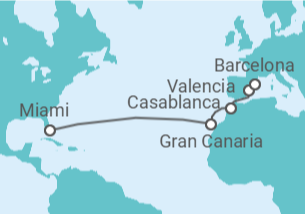 Reiseroute der Kreuzfahrt  Spanien, Marokko - Virgin Voyages