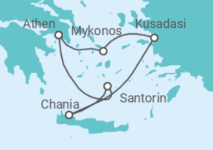 Reiseroute der Kreuzfahrt  Griechenland, Türkei - Virgin Voyages