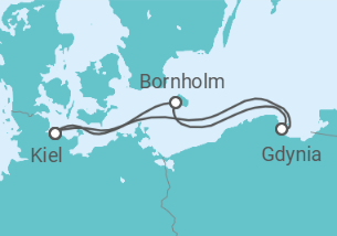 Reiseroute der Kreuzfahrt  4 Nächte - Kurzreise Ostsee - ab/bis Kiel - Mein Schiff