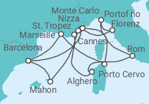 Reiseroute der Kreuzfahrt  An Extended Journey of Cultural Treasures and Glittering Shorelines - Explora Journeys