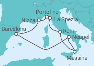 Reiseroute der Kreuzfahrt  Riviera Experience - Celebrity Cruises