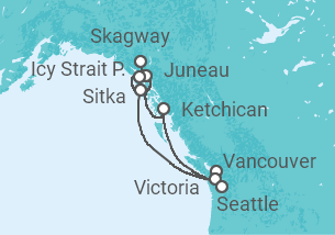 Reiseroute der Kreuzfahrt  Inside Passage (Seattle to Vancouver) - Princess Cruises