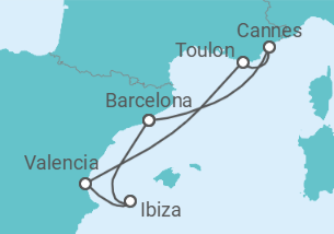 Reiseroute der Kreuzfahrt  Frankreich, Spanien - Virgin Voyages