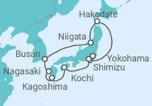 Reiseroute der Kreuzfahrt  Circle Japan - Princess Cruises