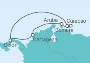 Reiseroute der Kreuzfahrt  Kolumbien, Aruba, Bonaire, San Eustaquio y Saba, Curaçao - Royal Caribbean
