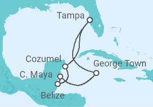 Reiseroute der Kreuzfahrt  Mexiko, Belize, Kaimaninseln - Royal Caribbean