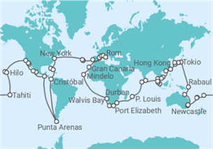 Reiseroute der Kreuzfahrt  Costa Deliziosa Weltreise 2026-2027 - Costa Kreuzfahrten