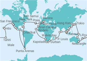Reiseroute der Kreuzfahrt  Costa Deliziosa Weltreise 2026-2027 - Costa Kreuzfahrten