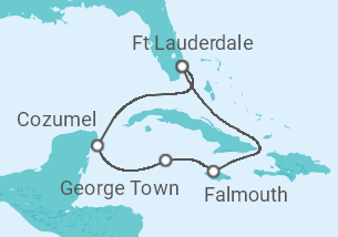 Reiseroute der Kreuzfahrt  Jamaika, Kaimaninseln, Mexiko - Disney Cruise Line