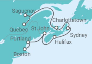 Reiseroute der Kreuzfahrt  Classic Canada & New England - Princess Cruises