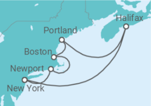 Reiseroute der Kreuzfahrt  Best Of Canada & New England - Princess Cruises