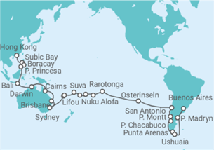 Reiseroute der Kreuzfahrt  Kleine Weltreise Costa Serena 2026 - Costa Kreuzfahrten