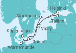 Reiseroute der Kreuzfahrt  A Journey Through Baltic Capitals & Nordic Elegance - Explora Journeys