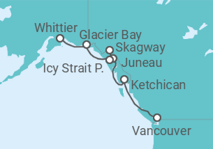 Reiseroute der Kreuzfahrt  Alaska - NCL Norwegian Cruise Line