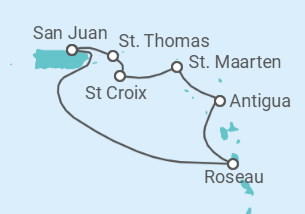 Reiseroute der Kreuzfahrt  Amerikanische Jungferninseln, Sint Maarten, Antigua Und Barbuda - Royal Caribbean