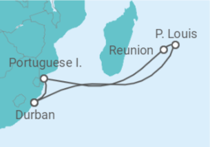 Reiseroute der Kreuzfahrt  Mauritius - MSC Cruises