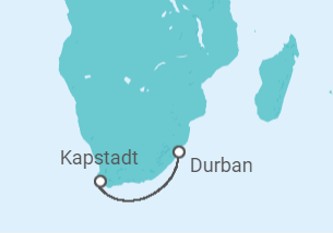 Reiseroute der Kreuzfahrt  Südafrika - MSC Cruises