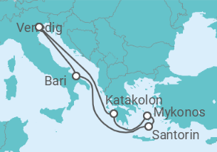 Reiseroute der Kreuzfahrt  Italien, Griechenland Alles Inklusive - Costa Kreuzfahrten
