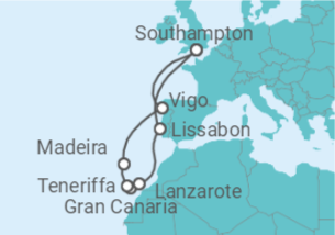 Reiseroute der Kreuzfahrt  Kanaren - MSC Cruises