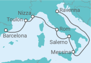 Reiseroute der Kreuzfahrt  Frankreich, Italien - Royal Caribbean