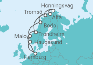 Reiseroute der Kreuzfahrt  Winter im hohen Norden ab Hamburg - mit Flug - AIDA