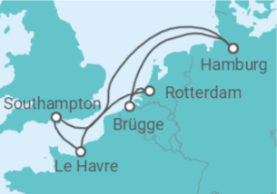 Reiseroute der Kreuzfahrt  Frankreich, Vereinigtes Königreich, Deutschland, Belgien Alles Inklusive - MSC Cruises