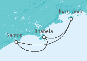 Reiseroute der Kreuzfahrt  Brasilien - MSC Cruises