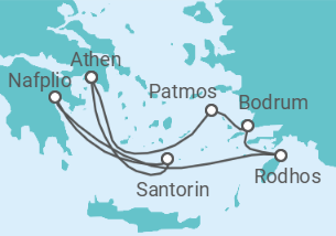 Reiseroute der Kreuzfahrt  Griechenland, Türkei - Silversea