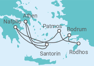 Reiseroute der Kreuzfahrt  Griechenland, Türkei - Silversea