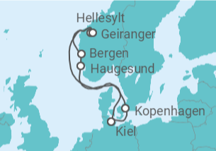 Reiseroute der Kreuzfahrt  Dänemark, Norwegen Alles Inklusive - Costa Kreuzfahrten