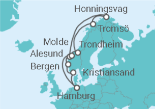 Reiseroute der Kreuzfahrt  Norwegen - MSC Cruises
