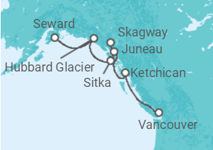 Reiseroute der Kreuzfahrt  Alaska - Silversea
