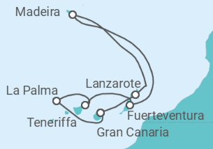 Reiseroute der Kreuzfahrt  Kanaren - MSC Cruises