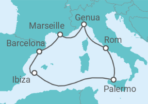 Reiseroute der Kreuzfahrt  Frankreich, Italien, Spanien Alles Inklusive - mit Flug - MSC Cruises