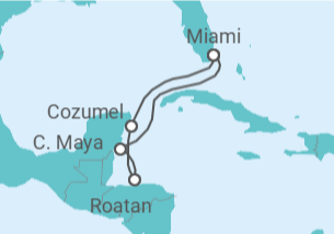 Reiseroute der Kreuzfahrt  Honduras, Mexiko - Royal Caribbean