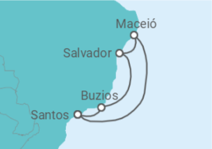 Reiseroute der Kreuzfahrt  Brasilien Alles Inklusive - MSC Cruises
