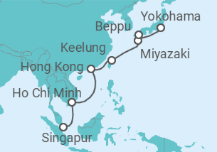 Reiseroute der Kreuzfahrt  Silver Moon: The Far East Odyssey - Silversea