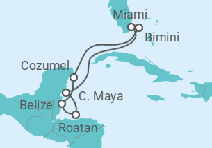 Reiseroute der Kreuzfahrt  Die Sonne der Maya - Virgin Voyages